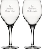 Witte wijnglas gegraveerd - 34cl - Le Meilleur Beau-père & La Meilleure Belle-mère