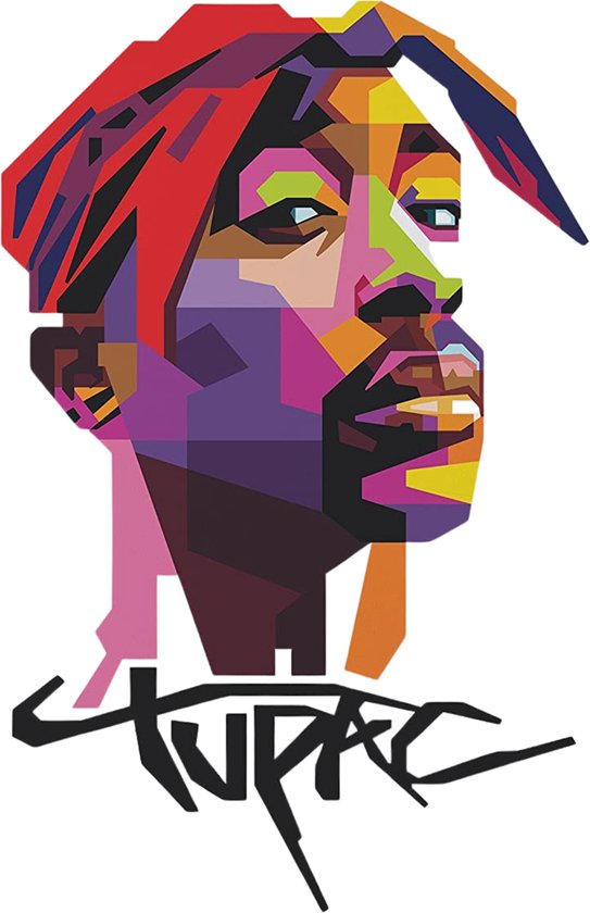 Muursticker Tupac Shakur | Street art | Hiphop | Muziek | Artiest | Topcadeau | Herbruikbaar | Ook geschikt op deur of raam