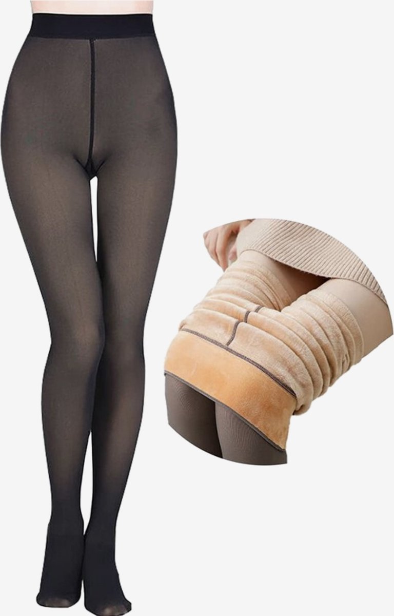 SHOPFINO Fleece Panty - Warme Winter Panty - Fleece leggings - Panty Zwart - Panty met fleece - Maillot - Huidskleur Panty - Kousen Dames - Balletpak - Turnpakje - Bodysuit - Kousbroek - Kousenbroek - Dikke Panty