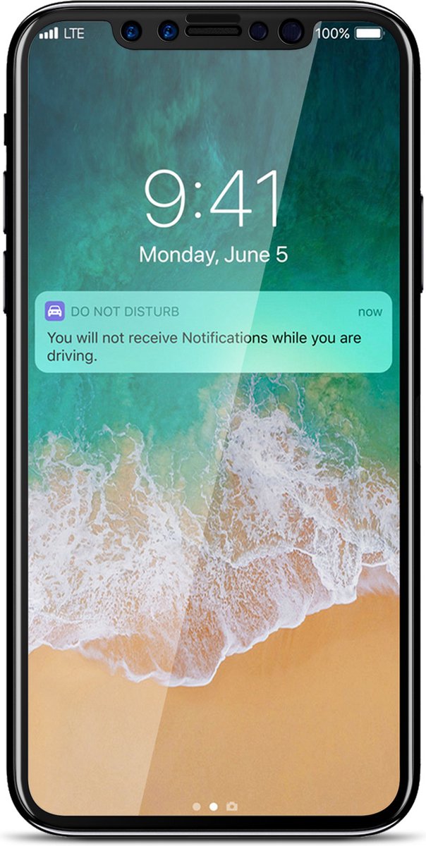 Avizar Film pour Geschikt voor Apple iPhone X / XS Verre Trempé Ultra-résistant 3D effect, Zwart