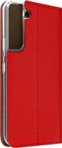 Geschikt voor Samsung Galaxy S22 Magnetische Flip Case Kaarthouder Stand Functie rood