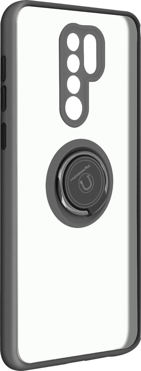 Geschikt voor Xiaomi Redmi 9 Bi-materiaal Case Ring Video-Ondersteuning zwart