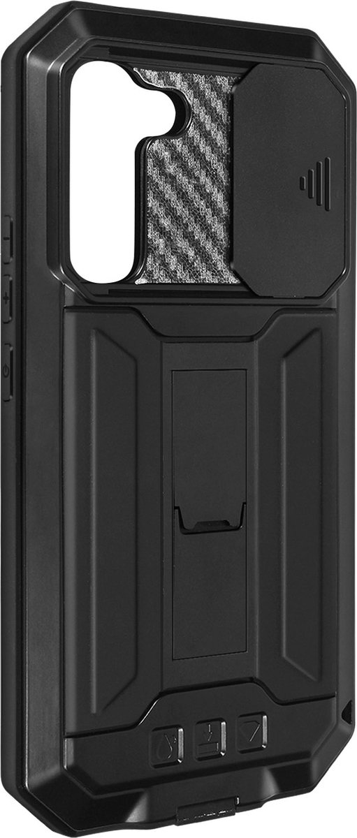 Hoes Geschikt voor Samsung Galaxy S22 Schokbestendig Kickstand Camera Cover IP54 – Zwart