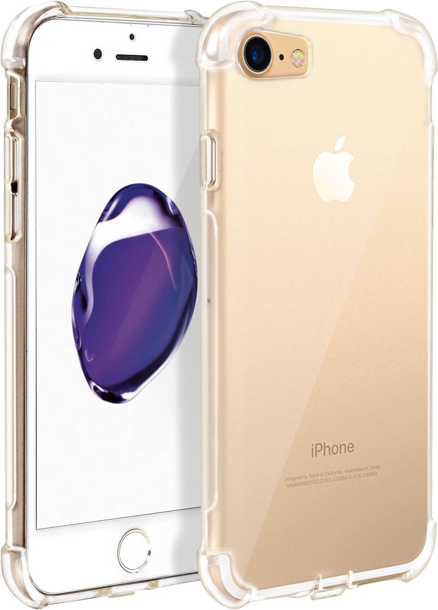 Akashi, Hoes Geschikt voor iPhone SE 2022 / 2020 et 8 / 7 Beschermende Flexibele Versterkte hoeken, Transparant