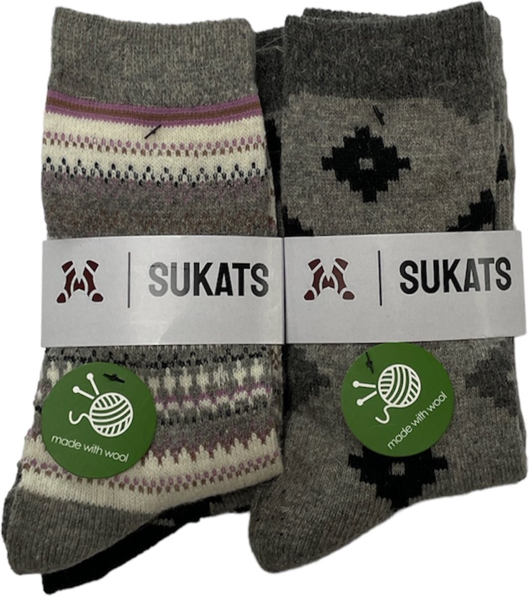 Sukats® Huissokken - Homesocks - 4 Paar - Maat 36-42 - One-Size - Grijs Mix - Wol - Warm - Winter