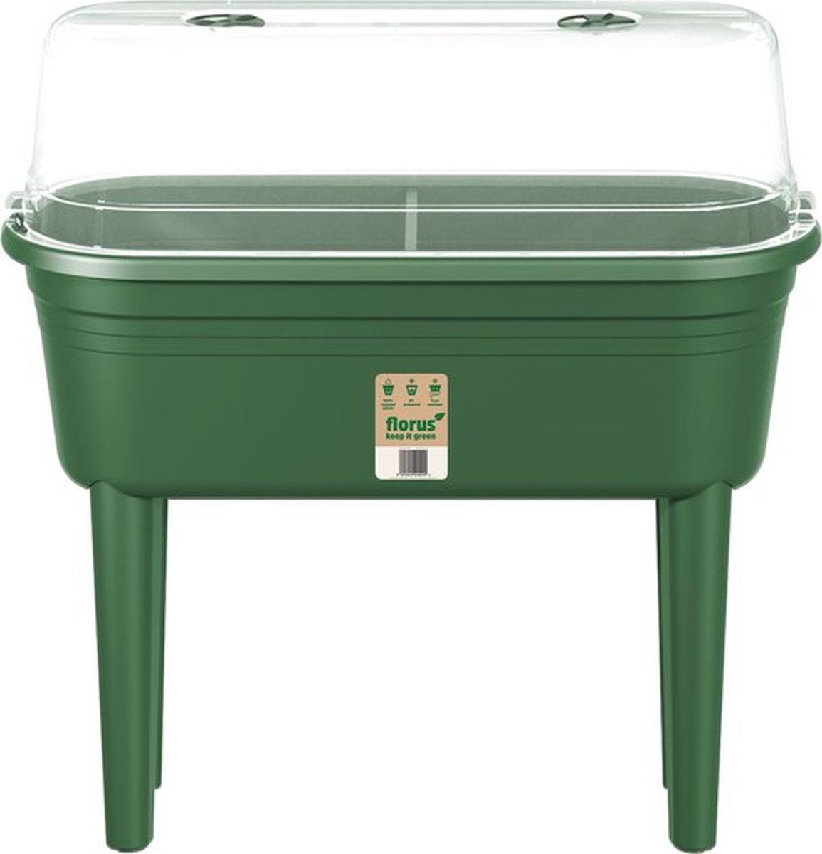 Bol.com Florus Kweektafel set - Plantenbak voor buiten kweken en oogsten - Inclusief kweekhuis - 26.4 x 37.0 x 78.0 - Groen aanbieding