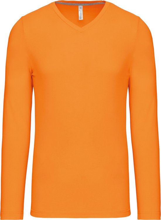 T-shirt Oranje manches longues et col V marque Kariban taille L