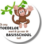 20 x Traktatiestickers Afscheid Kinderdagverblijf BSO Basisschool - Aap - Toedeloe - 4 cm