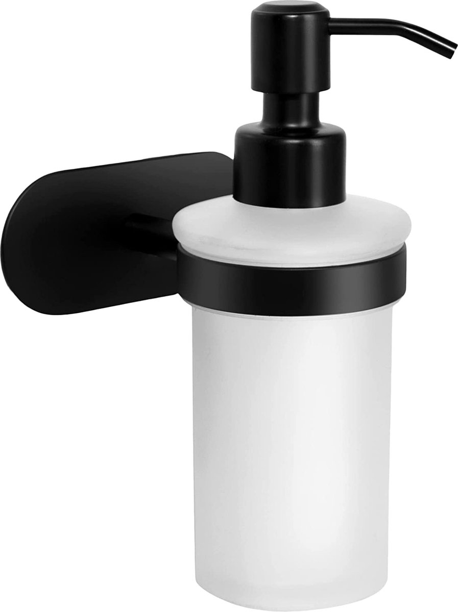 Ambrosya - Zeepdispenser zonder boren - badhouder houder zeep zeephouder zeephouder dispenser wand wc om te plakken (roestvrij staal (zwart)