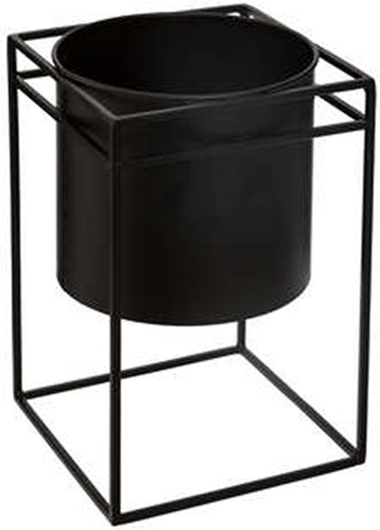 Jardinière sur pied Atmosphera Métal Zwart 16x16x25CM - lot de 2