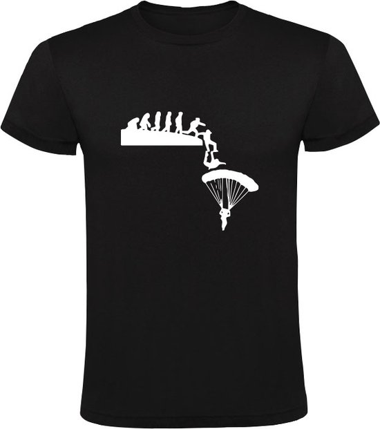 Evolution du parachutisme T-shirt Homme | le parachutisme | saut de base | chute libre | parachutisme | parachute | Noir