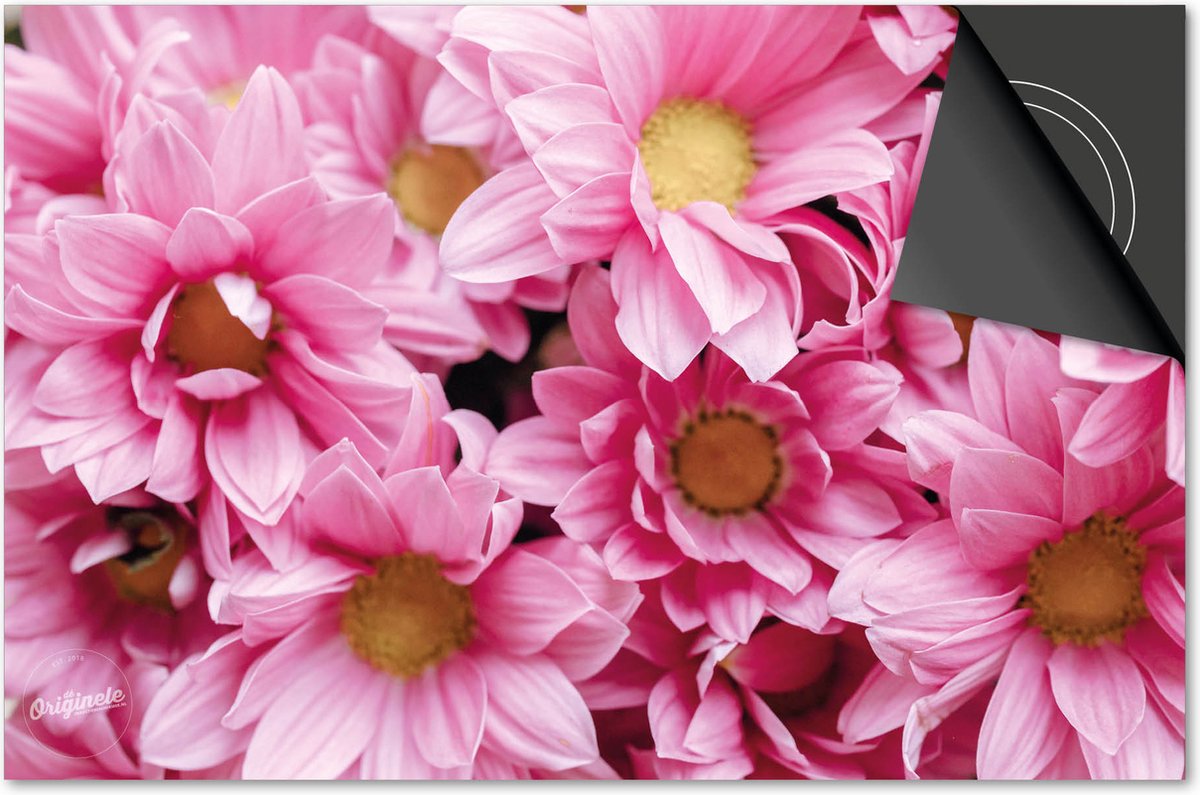 Inductie beschermer 60x52 - afdekplaat inductie mat - Dietrix Kookplaat beschermer - DELUXE - Flowers 6 - Margrieten close up