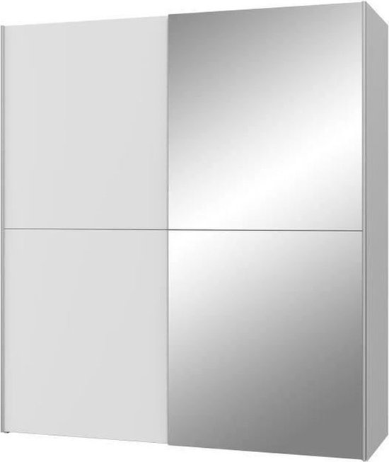 ULOS Kledingkast met 2 schuifdeuren + spiegel - Mat wit - L 170.3 x D 61.2 x H 190.5 cm