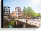 Canvas - Bruggen in de Nederlandse Hoofdstad, Amsterdam - 40x30 cm Foto op Canvas Schilderij (Wanddecoratie op Canvas)