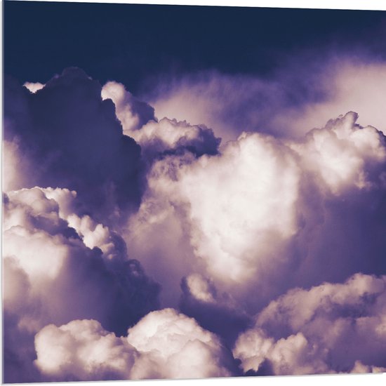 Acrylglas - Contouren in Paarskleurige Wolken - 80x80 cm Foto op Acrylglas (Met Ophangsysteem)