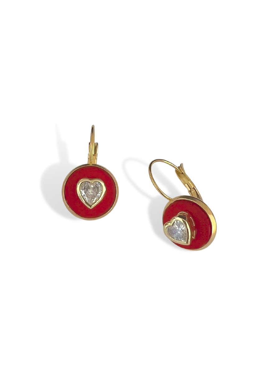Zatthu Jewelry - N23SS573 - Kacy oorbellen rood met zirkonia hartje