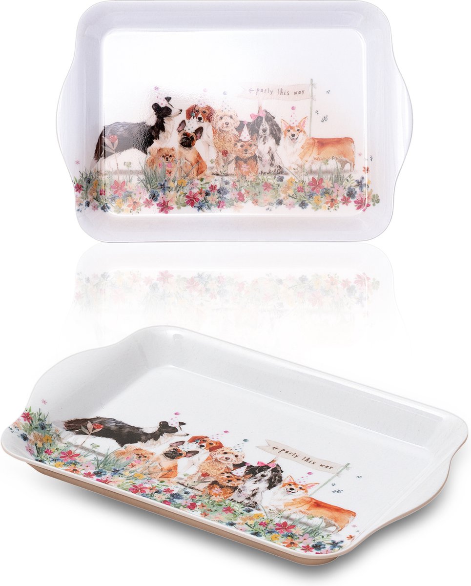 St. Helens Home & Garden Mini melamine dienblad - 21 x 14 cm - honden
