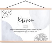 Posterhanger incl. Poster - Schoolplaat - Spreuken - Quotes - Kitchen - Keuken definitie - Woordenboek - 150x100 cm - Blanke latten