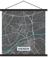 Porte-affiche avec affiche - Affiche scolaire - Carte - Carte - Plan de la ville - Menin - België - Grijs - 90x90 cm - Lattes noires