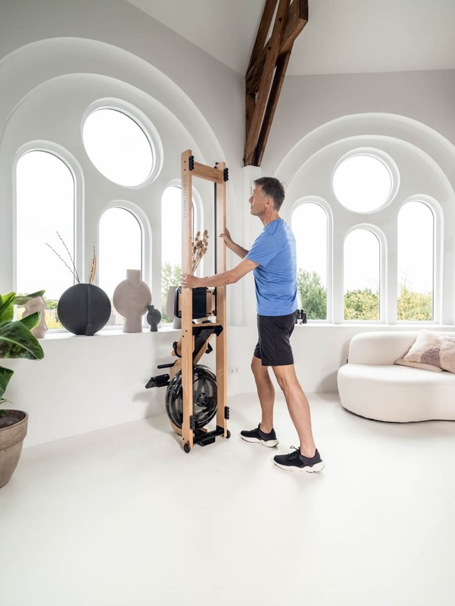 Afbeelding 3 van Flow Fitness Perform W9i Oak Roeitrainer - Uniek Waterweerstandsysteem - 19 Trainingsprogramma's