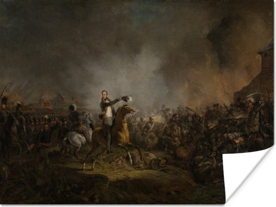 Poster De prins van Oranje bij Quatre-Bras - Schilderij van Jan Willem Pieneman - 40x30 cm