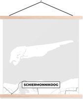 Posterhanger incl. Poster 90x90 cm - Schoolplaat - Schiermonnikoog - Plattegrond - Eiland - Kaart - Stadskaart - Textielposter - Blanke latten - Plattegrond
