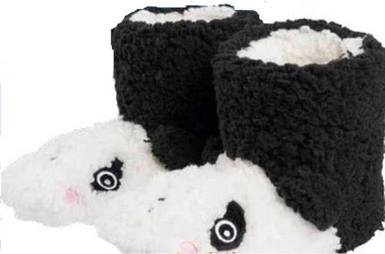 Schattige zachte en warme pantoffels Panda - Zwart / Wit - Polyester / Kunststof - Maat 30 / 31 - Winter - Sloffen