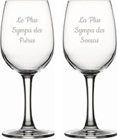 Witte wijnglas gegraveerd - 26cl - Le Plus Sympa des Frères & La Plus Sympa des Soeurs