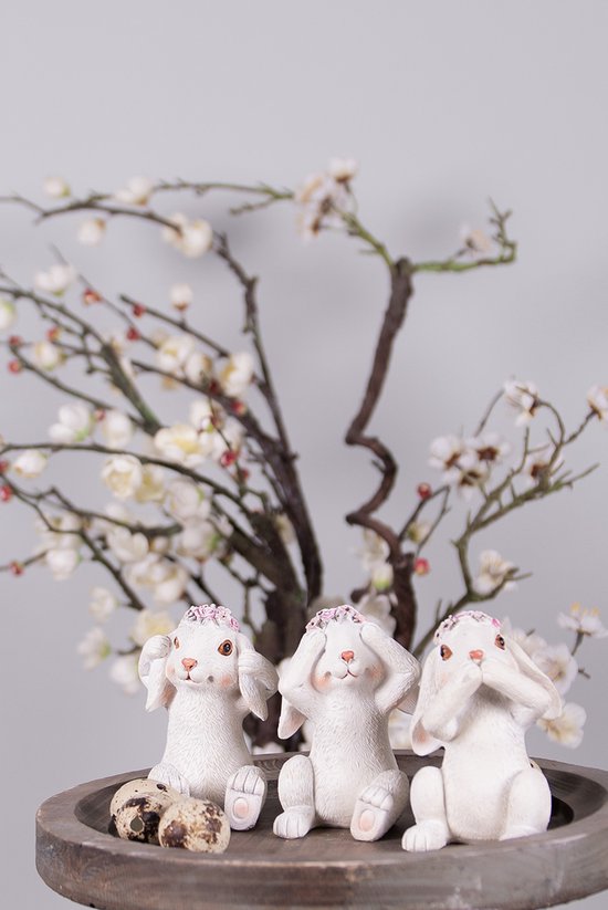 Clayre & Eef Beeld Konijn 19x7x9 cm Wit Polyresin Woonaccessoires
