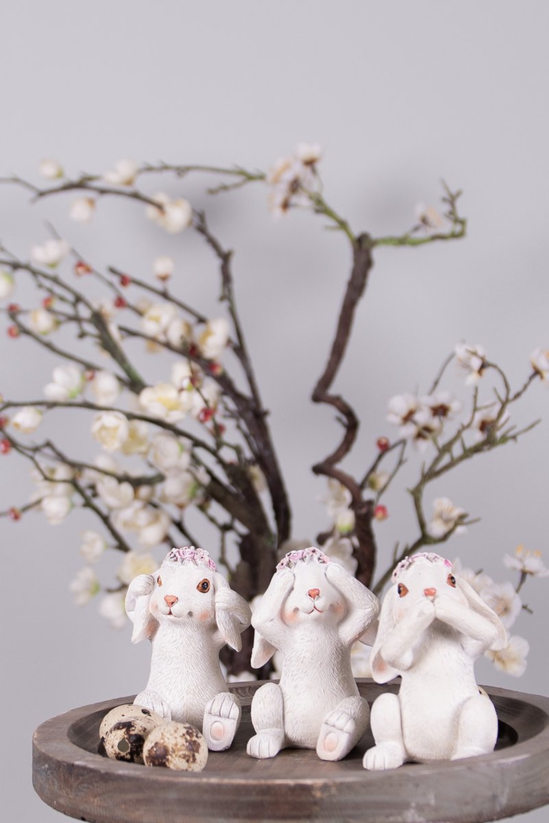 Beeld Konijn 19x7x9 cm Wit Polyresin Woonaccessoires