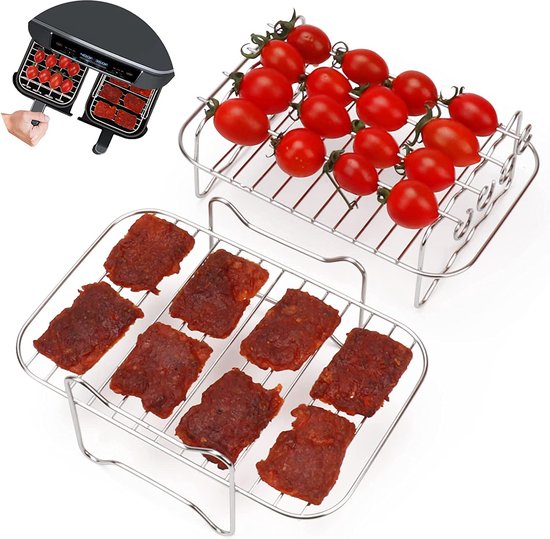 Ninja Foodi Air Fryer Rack Set – 2 Edelstahl-Racks + 100 Pergamentpapiere, Für DZ201/DZ401
