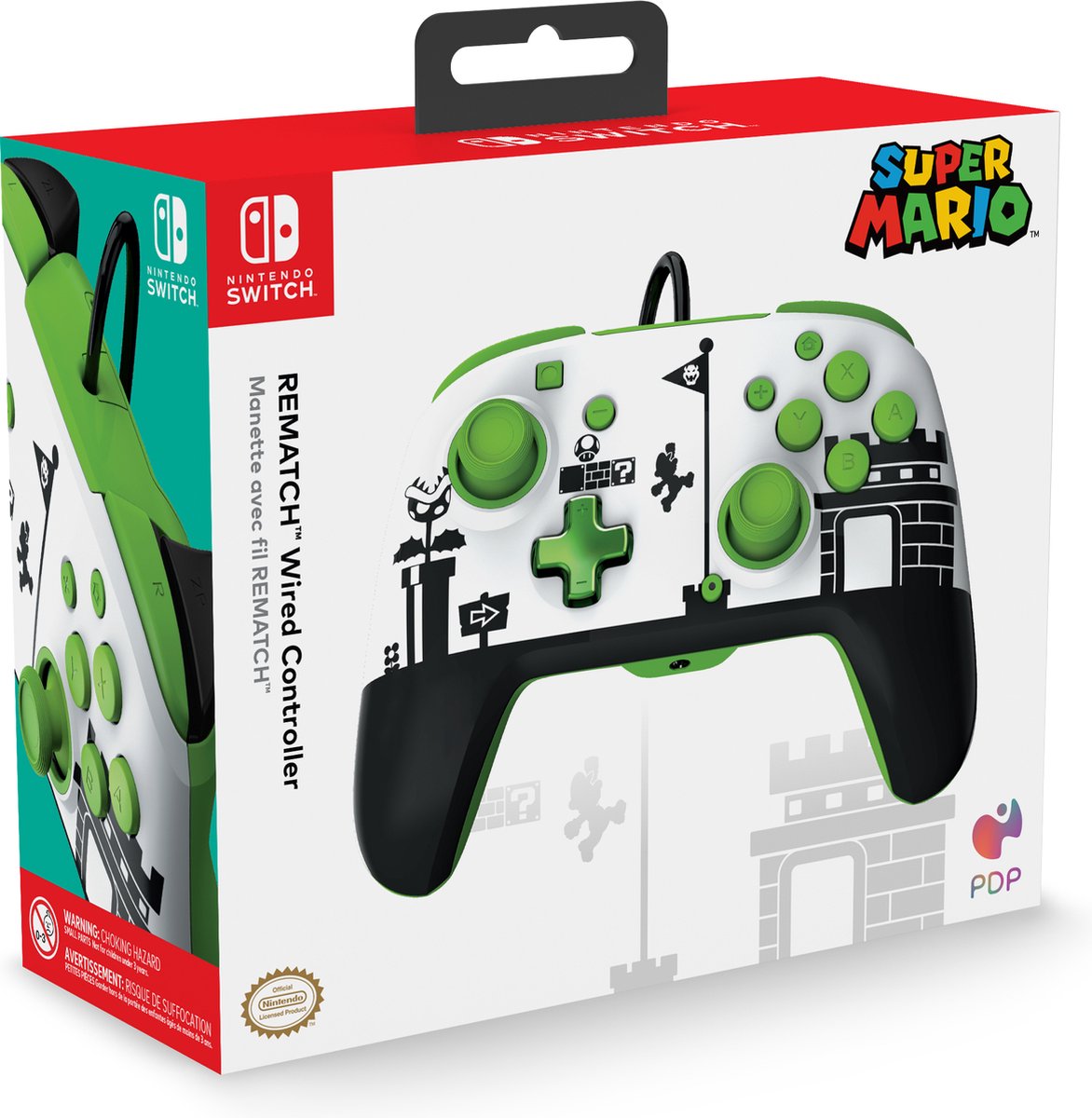 PDP Super Mario Retro REMATCH Noir, Vert, Blanc USB Manette de jeu