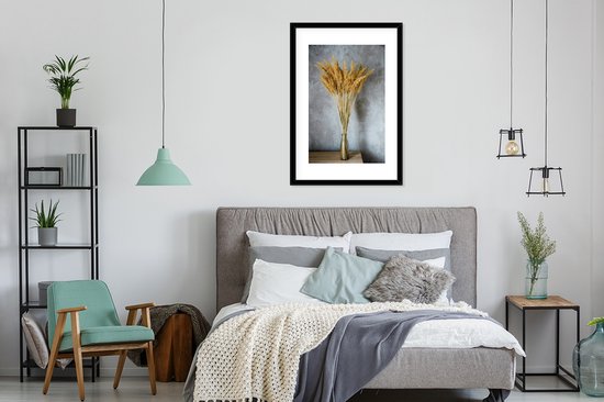 Poster in lijst - Fotolijst 60x90 cm - Posters - Droogbloemen - Vaas - Stilleven - Posterlijst zwart - Decoratie - Wanddecoratie woonkamer - Muurdecoratie slaapkamer