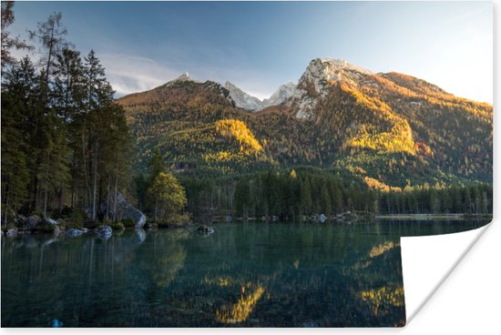 Affiche Alpes avec un lac papier 120x80 cm - Tirage photo sur Poster (décoration murale salon / chambre) / Poster Paysages