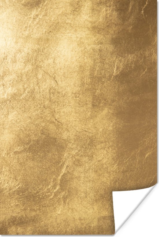Lichtval op een gouden muur poster papier 120x180 cm - Foto print op Poster (wanddecoratie woonkamer / slaapkamer) XXL / Groot formaat!