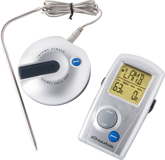 Ultranatura Digital Wireless Grill Thermometer TM-50, Grill Meat Thermometer with LED Display, Roasting Thermometer for Meat Grilling, BBQ Thermometer, Meat Thermometer, BBQ Temperature Gauge