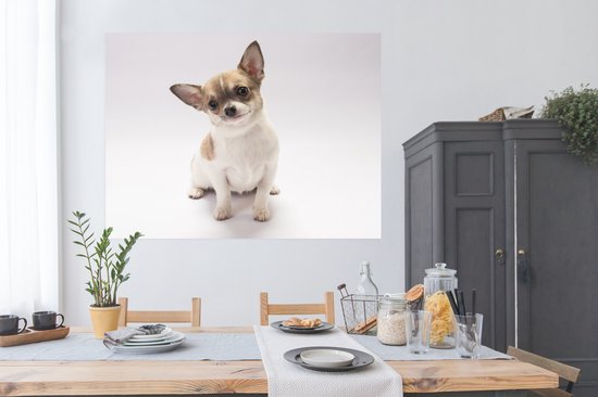 Poster Tête tordue de Chihuahua 160x120 cm - Tirage photo sur Poster (décoration murale salon / chambre) / Poster Animaux domestiques XXL / Groot format!