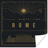 Poster Stadsaanzicht Rome - zwart - 30x30 cm
