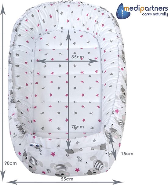 babybay Nestje mesh piqué/bedomranding voor bijzetbed/stootbescherming voor babybed, geschikt voor model origineel, parelgrijze stippen wit babybay Nestje mesh piqué/bedomranding voor bijzetbed/stootbescherming voor babybed, geschikt voor model origineel, parelgrijze stippen wit