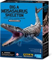 4M Kidzlabs: DIG-YOU-DINOSAUR-UP (Mosasaurus), construction squelette dans un bloc de plâtre, boîte 17x22x6cm, 8+
