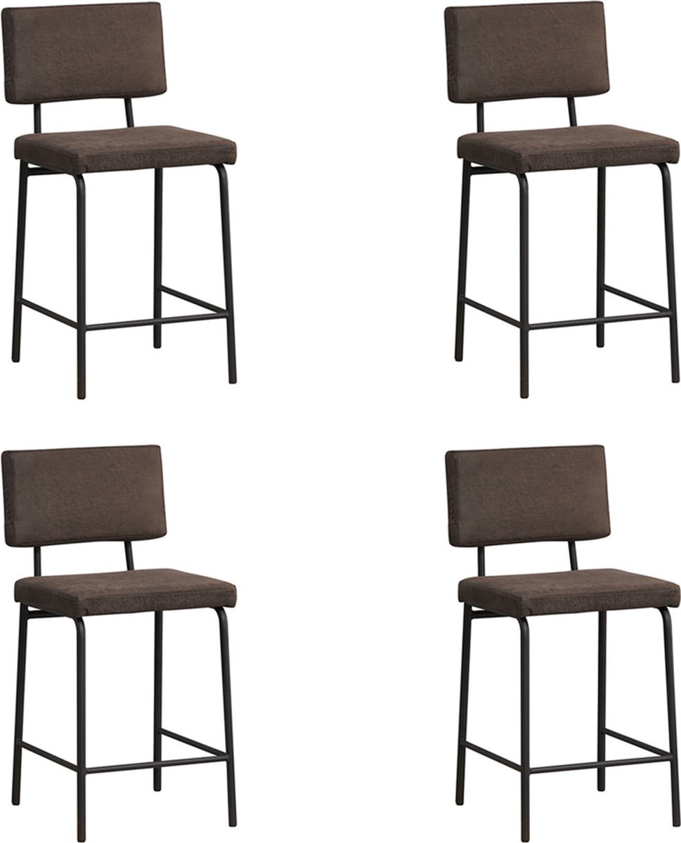 Bronx71 Industriële barkruk Espen antraciet eco-leer 64-77 cm - Barkrukken set van 4 - barstoel
