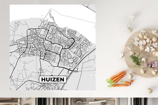 KitchenYeah® Inductie beschermer 78x78 cm - Stadskaart - Huizen - Grijs - Wit - Kookplaataccessoires - Afdekplaat voor kookplaat - Inductiebeschermer - Inductiemat - Inductieplaat mat - Plattegrond