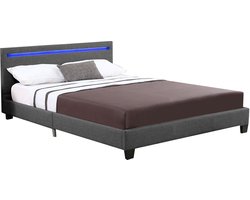 Gestoffeerd bed Verona - 120 x 200cm - Donkergrijs - LED Verlichting