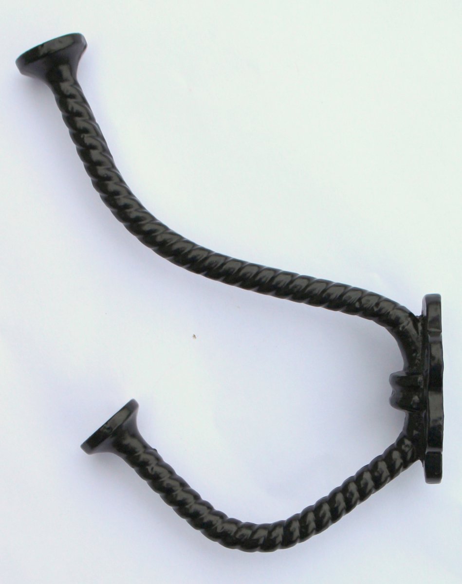 Gietijzeren dubbele kapstokhaak rope zwart