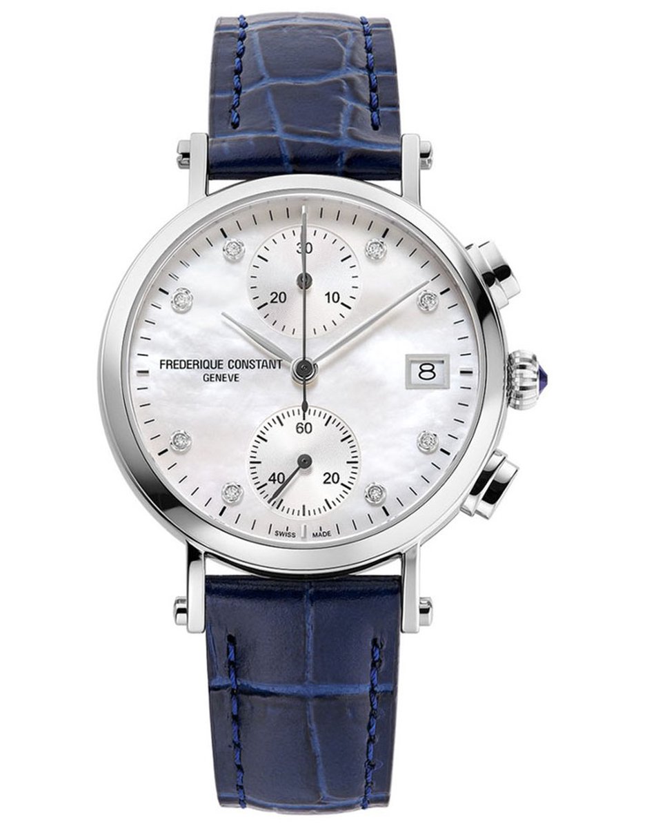 Frédérique Constant FC-291MPWD2R6 Horloge - Leer - Blauw - Ø 34 mm