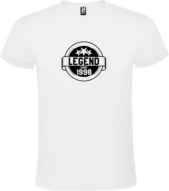Wit T-Shirt met “Legend sinds 1998 “ Afbeelding Zwart Size XXXXXL