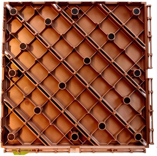 10 stuks houten tuintegels 30 x 30 cm, bodem voor buiten, antislip, voor terras, veranda, paviljoen en zwembad, klein model, bruin