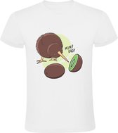 Kiwi vogel praat tegen kiwi fruit Mom? Dad? Heren T-shirt - dieren - eten - humor - grappig