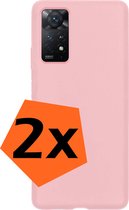 Hoesje Geschikt voor Xiaomi Redmi Note 11 Hoesje Siliconen Cover Case - Hoes Geschikt voor Xiaomi Redmi Note 11 Hoes Back Case - 2-PACK - Lichtroze