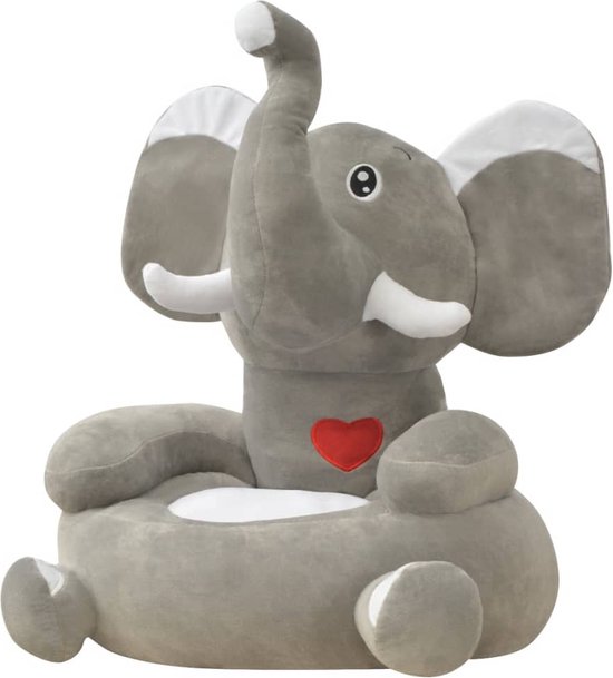LuxeLivin' - Kinderstoel olifant pluche grijs